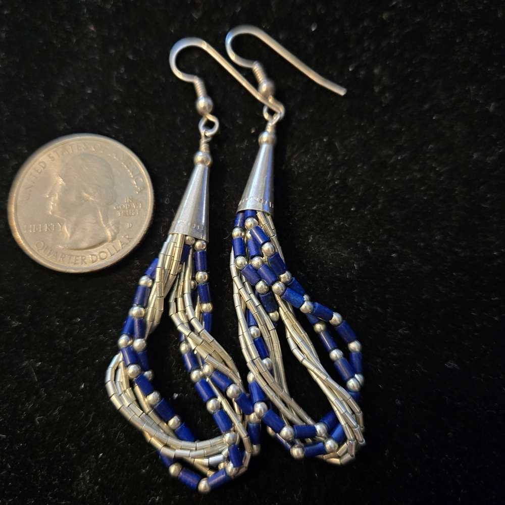Liquid Silver NATIVE american Earrings - Picture 2 of 2